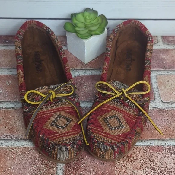 Minnetonka Baja Tapestry Southwestern‎ Boho Slip On Loafer Moccasin Women's 6.5 - Picture 8 of 16